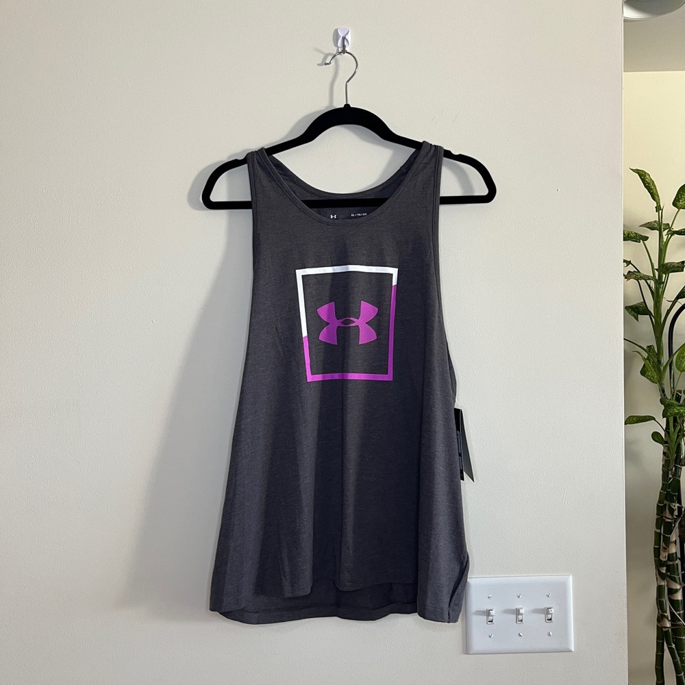 Under Armour Charcoal Tank with Pink Logo